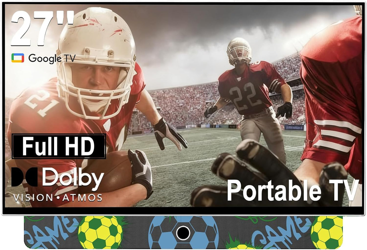 27-Inch Portable Smart TV with Battery Operated, 1080P FHD Smart TV OS, HDR10, Dolby Audio, Chromecast & Bluetooth, Ideal for Outdoor Viewing, RV Trips, Sports & Movie Nights (G27CF,Orange)