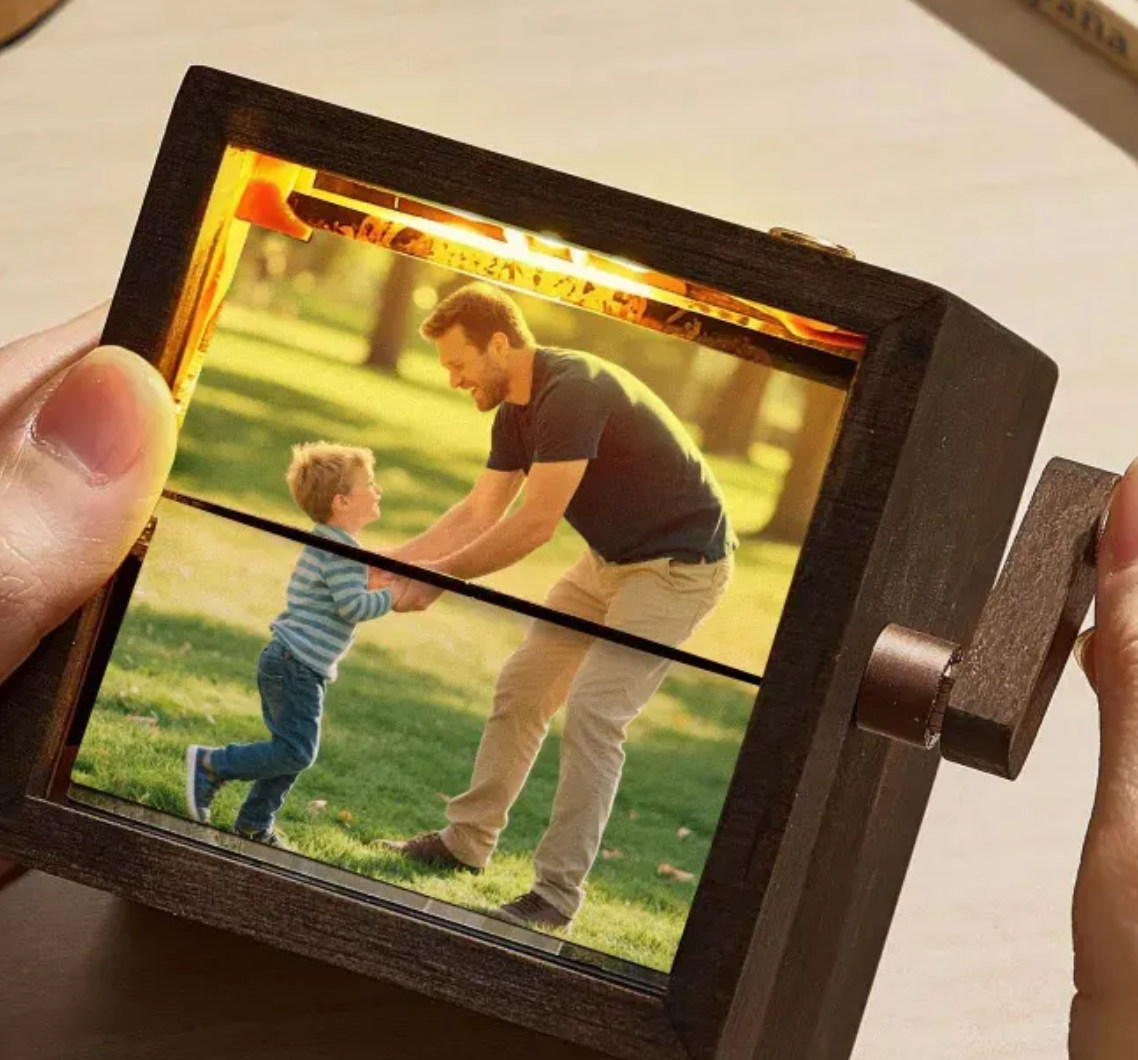 Handmade Rotating Photo Display Box ✨ Unique Memory Storage Decor