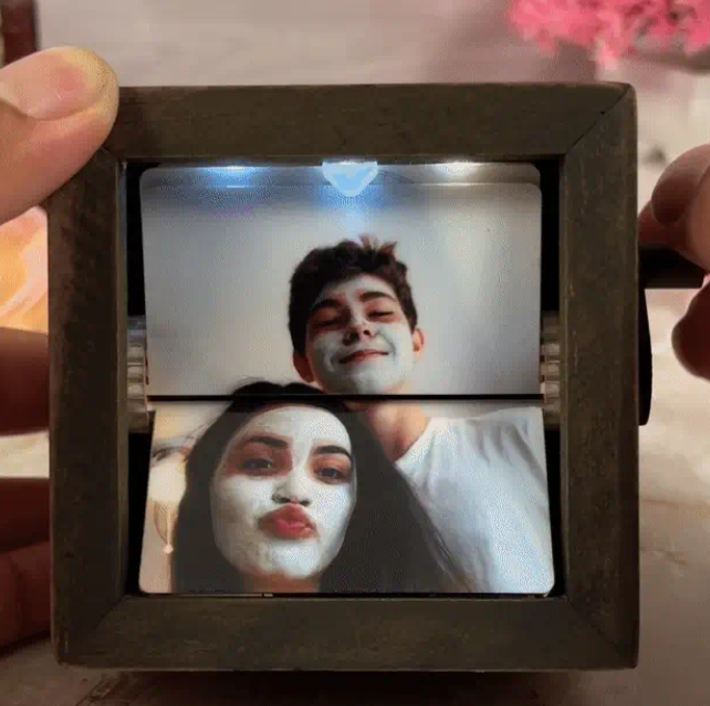 Handmade Rotating Photo Display Box ✨ Unique Memory Storage Decor