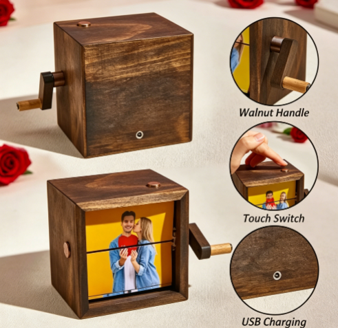 Handmade Rotating Photo Display Box ✨ Unique Memory Storage Decor