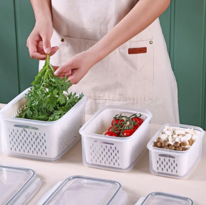 Fruit Storage Containers with Colander Lids (4-Pack) – Fridge Organizer & Fresh Produce Keeper