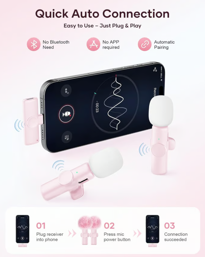 🏆Dual Wireless Lavalier Microphones (iPhone/Android)