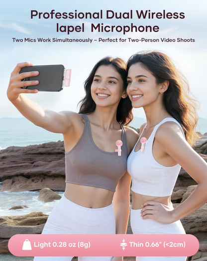 🏆Dual Wireless Lavalier Microphones (iPhone/Android)