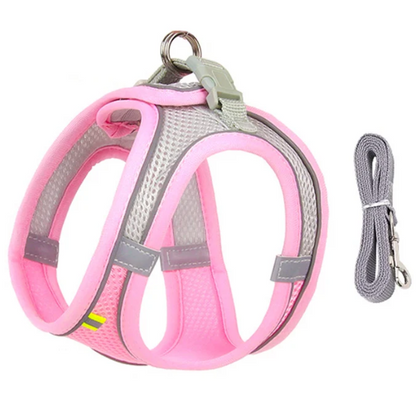Reflective Adjustable Pet Harness Vest with Chest Rope Set - Perfect for Small to Medium Dogs, Breathable Design for Comfortable Outdoor Walks