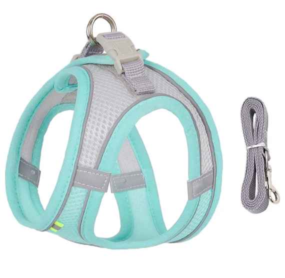 Reflective Adjustable Pet Harness Vest with Chest Rope Set - Perfect for Small to Medium Dogs, Breathable Design for Comfortable Outdoor Walks