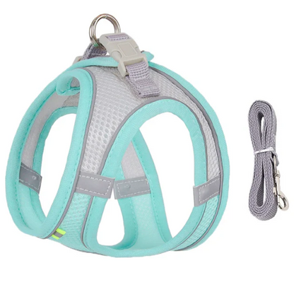 Reflective Adjustable Pet Harness Vest with Chest Rope Set - Perfect for Small to Medium Dogs, Breathable Design for Comfortable Outdoor Walks