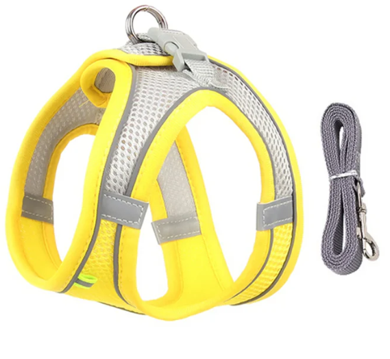 Reflective Adjustable Pet Harness Vest with Chest Rope Set - Perfect for Small to Medium Dogs, Breathable Design for Comfortable Outdoor Walks