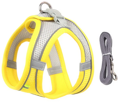 Reflective Adjustable Pet Harness Vest with Chest Rope Set - Perfect for Small to Medium Dogs, Breathable Design for Comfortable Outdoor Walks