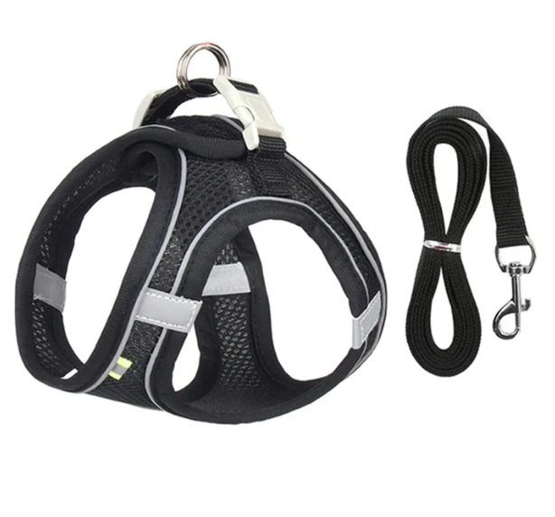 Reflective Adjustable Pet Harness Vest with Chest Rope Set - Perfect for Small to Medium Dogs, Breathable Design for Comfortable Outdoor Walks