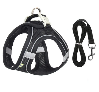 Reflective Adjustable Pet Harness Vest with Chest Rope Set - Perfect for Small to Medium Dogs, Breathable Design for Comfortable Outdoor Walks