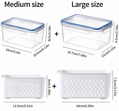 Fruit Storage Containers with Colander Lids (4-Pack) – Fridge Organizer & Fresh Produce Keeper