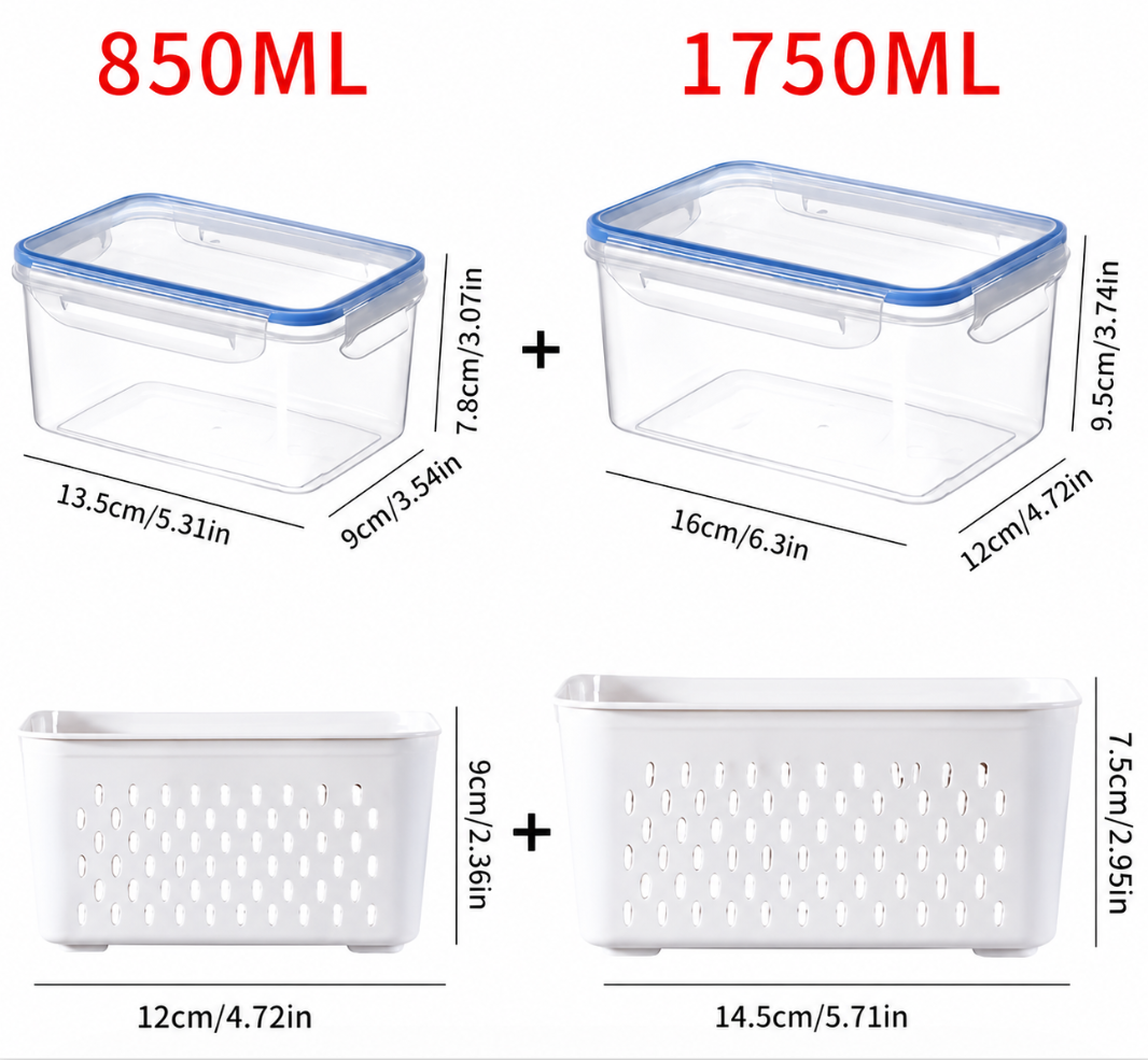 Fruit Storage Containers with Colander Lids (4-Pack) – Fridge Organizer & Fresh Produce Keeper