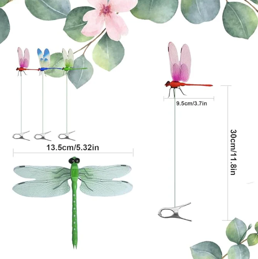 Nature's Defender: 3D Lifelike Dragonfly Deterrent Clips - 12pcs Per Pack