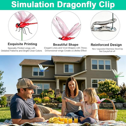 Nature's Defender: 3D Lifelike Dragonfly Deterrent Clips - 12pcs Per Pack