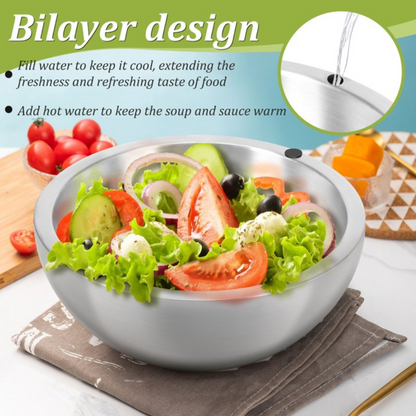 🧊Stainless Steel Dip Chiller Bowl Serving Bowl with Double Walled Ice Cavity Insulated Etch Resistant Robust Long Service Life for Party Gatherings