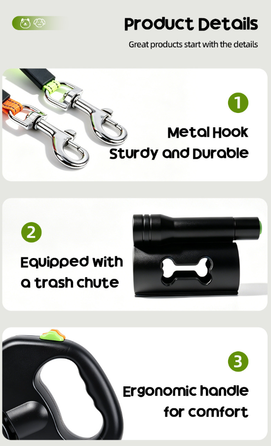 🐾Correa para Mascotas Extensibles | Double Dog Leash = Stress-Free Walks🐕🐕