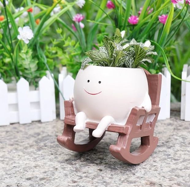 Smiley Face Rocking Chair Planters Flower Pots | Cute Smiley Planters for Happy Plants 😄🌱