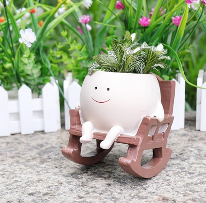 Smiley Face Rocking Chair Planters Flower Pots | Cute Smiley Planters for Happy Plants 😄🌱