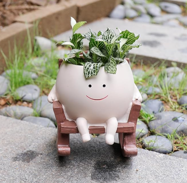 Smiley Face Rocking Chair Planters Flower Pots | Cute Smiley Planters for Happy Plants 😄🌱