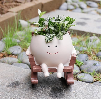 Smiley Face Rocking Chair Planters Flower Pots | Cute Smiley Planters for Happy Plants 😄🌱