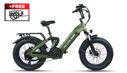 Foldable Fat Tire Electric Bike with Full Suspension, Long Range & FREE Cargo Trailer