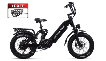 Foldable Fat Tire Electric Bike with Full Suspension, Long Range & FREE Cargo Trailer