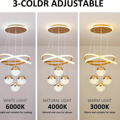 Modern LED Chandeliers 3-Color Dimmable Pendant Light