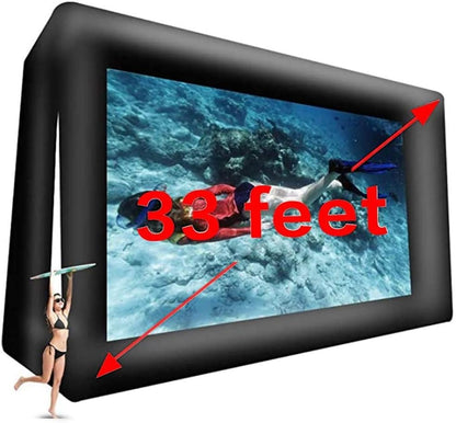33' Huge Inflatable Movie Screen Outdoor Incl Blower - Seamless Front and Rear Projection - Portable Blow Up Projector Screen for Churches, Grand Parties, Backyard Pool Fun(33 feet)