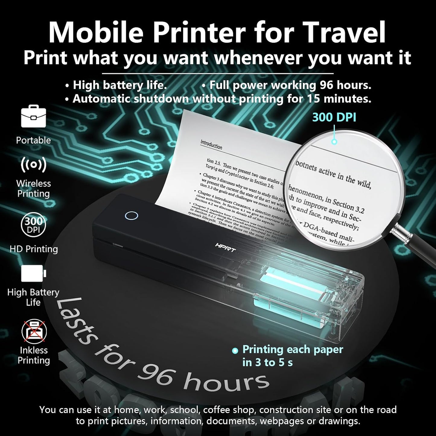 Portable Thermal Printer-Inkless Printer