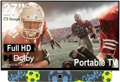 27-Inch Portable Smart TV with Battery Operated, 1080P FHD Smart TV OS, HDR10, Dolby Audio, Chromecast & Bluetooth, Ideal for Outdoor Viewing, RV Trips, Sports & Movie Nights (G27CF,Orange)