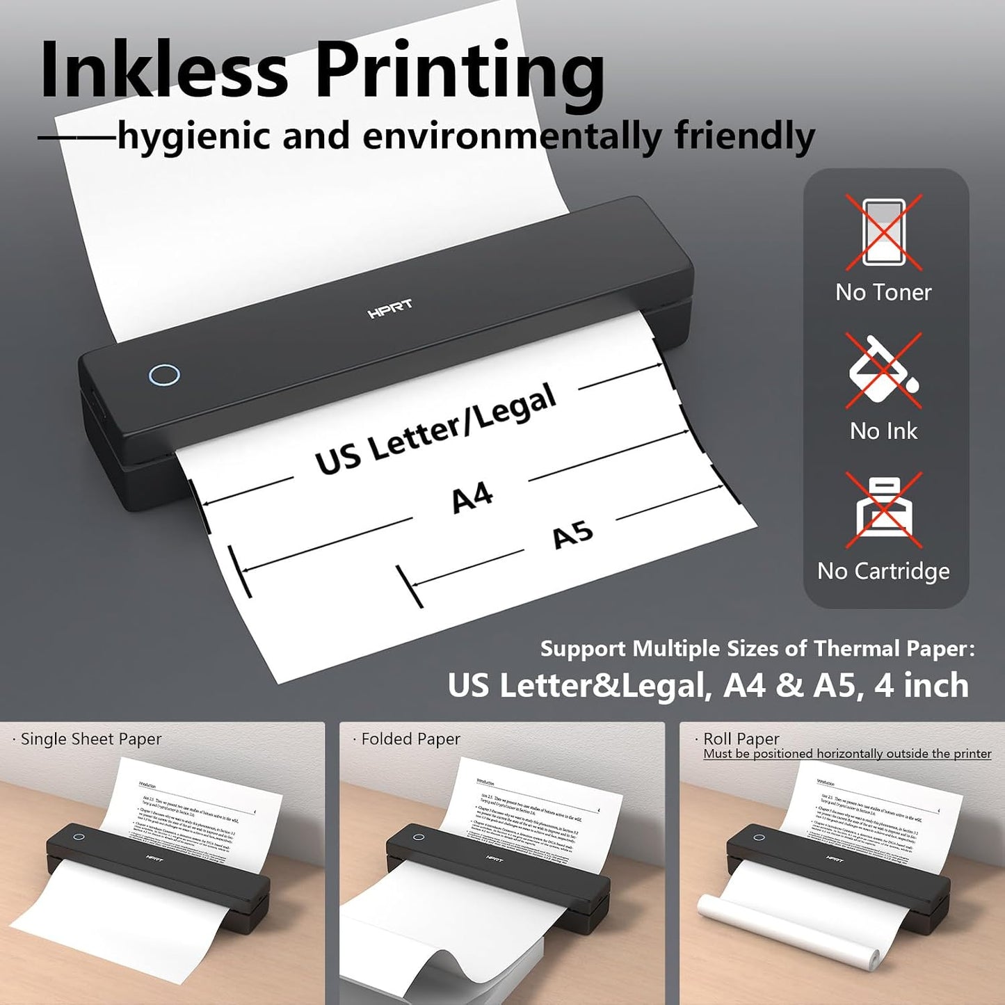 Portable Thermal Printer-Inkless Printer