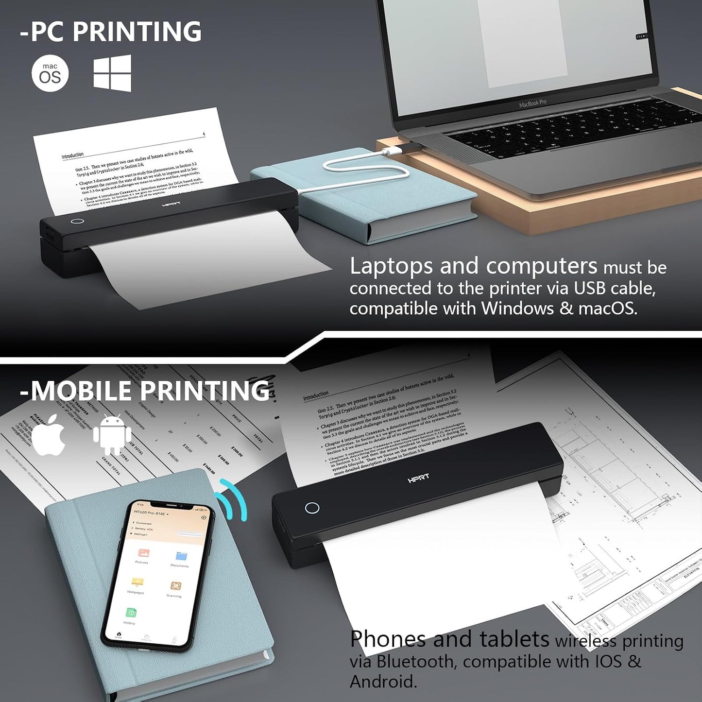 Portable Thermal Printer-Inkless Printer