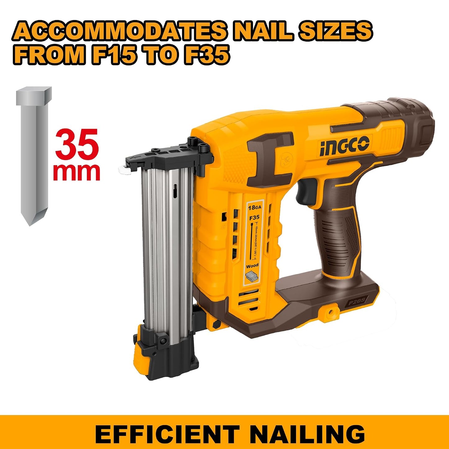 Ingco Lithium-ion cordless brad nailer CBNLI3505
