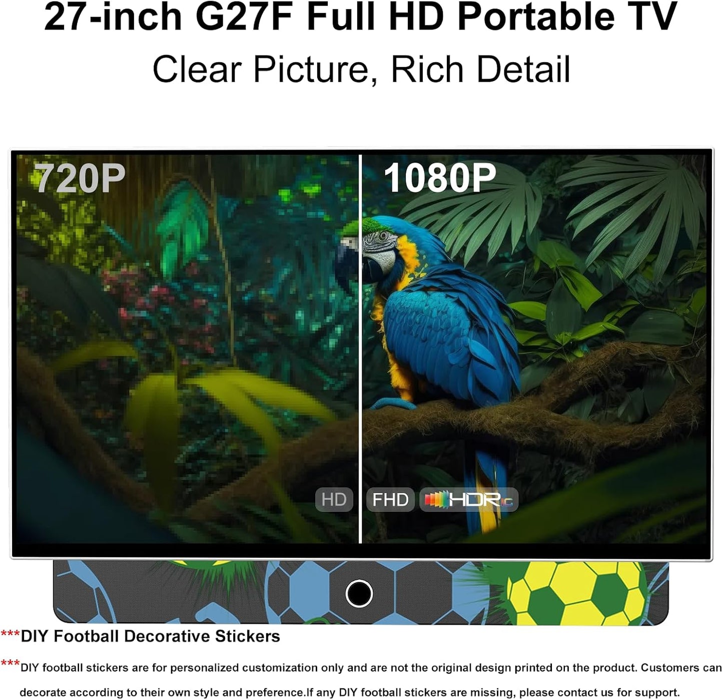 27-Inch Portable Smart TV with Battery Operated, 1080P FHD Smart TV OS, HDR10, Dolby Audio, Chromecast & Bluetooth, Ideal for Outdoor Viewing, RV Trips, Sports & Movie Nights (G27CF,Orange)