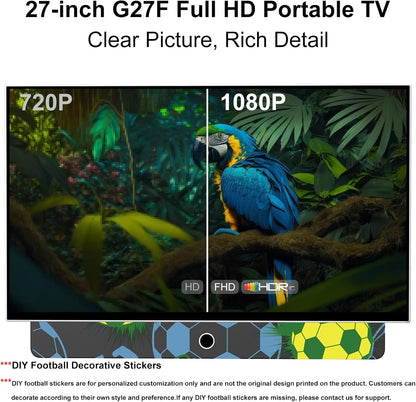 27-Inch Portable Smart TV with Battery Operated, 1080P FHD Smart TV OS, HDR10, Dolby Audio, Chromecast & Bluetooth, Ideal for Outdoor Viewing, RV Trips, Sports & Movie Nights (G27CF,Orange)