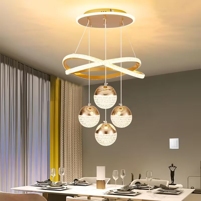 Modern LED Chandeliers 3-Color Dimmable Pendant Light