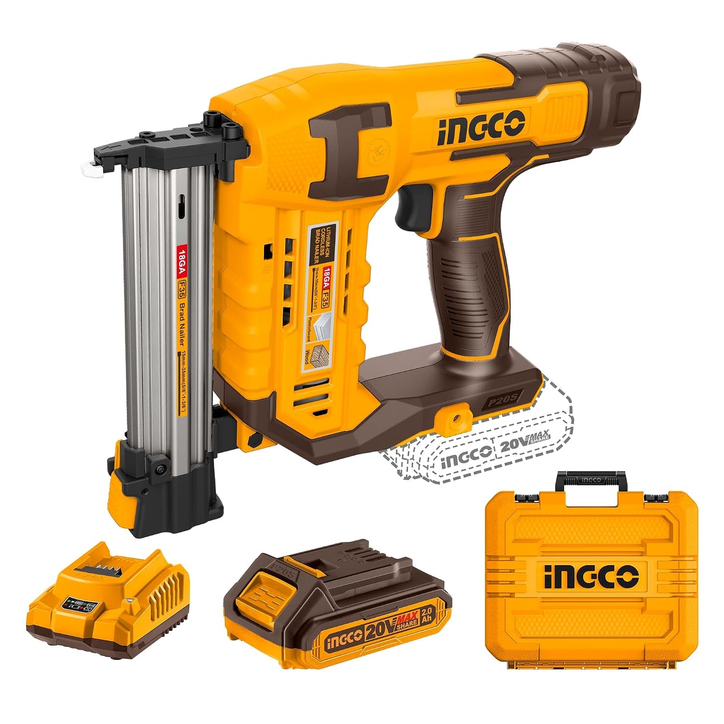 Ingco Lithium-ion cordless brad nailer CBNLI3505