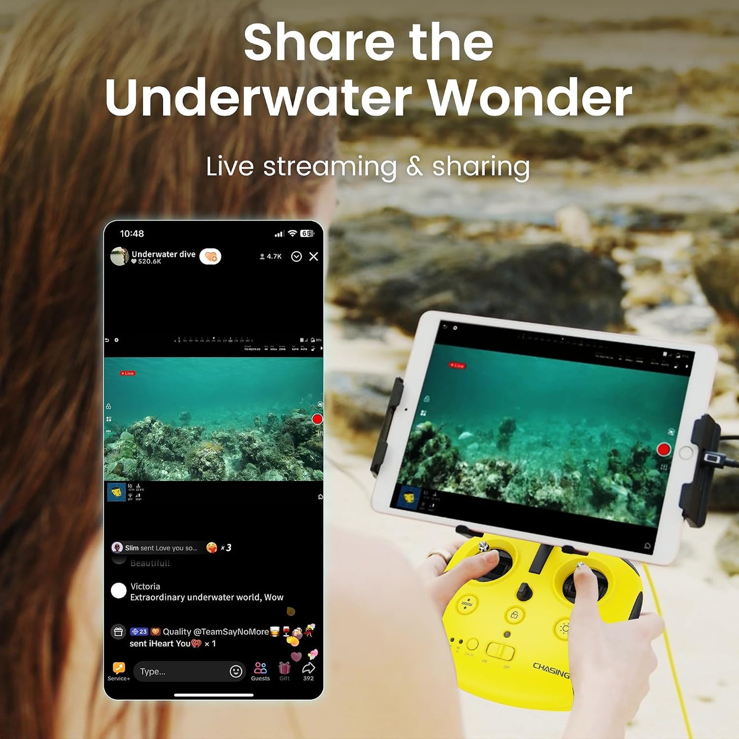 Underwater Drone with 4K+EIS Image Stabilization Camera