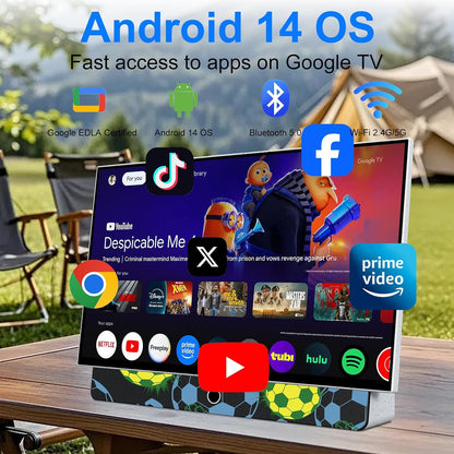 27-Inch Portable Smart TV with Battery Operated, 1080P FHD Smart TV OS, HDR10, Dolby Audio, Chromecast & Bluetooth, Ideal for Outdoor Viewing, RV Trips, Sports & Movie Nights (G27CF,Orange)