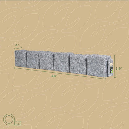 Beuta Landscape Edging | Garden Edging Border | Faux Stone Blocks for Lawn Edging, Flower Beds & Yard Edging – 10 Pack | Each Section Has 6 Blocks 48" L x 4" W x 6.5" H | 20 Spikes | Greystone