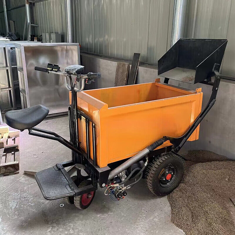 Heavy Duty Electric Self-Loading Dump Cart | 3-Wheel Construction Utility Dumper