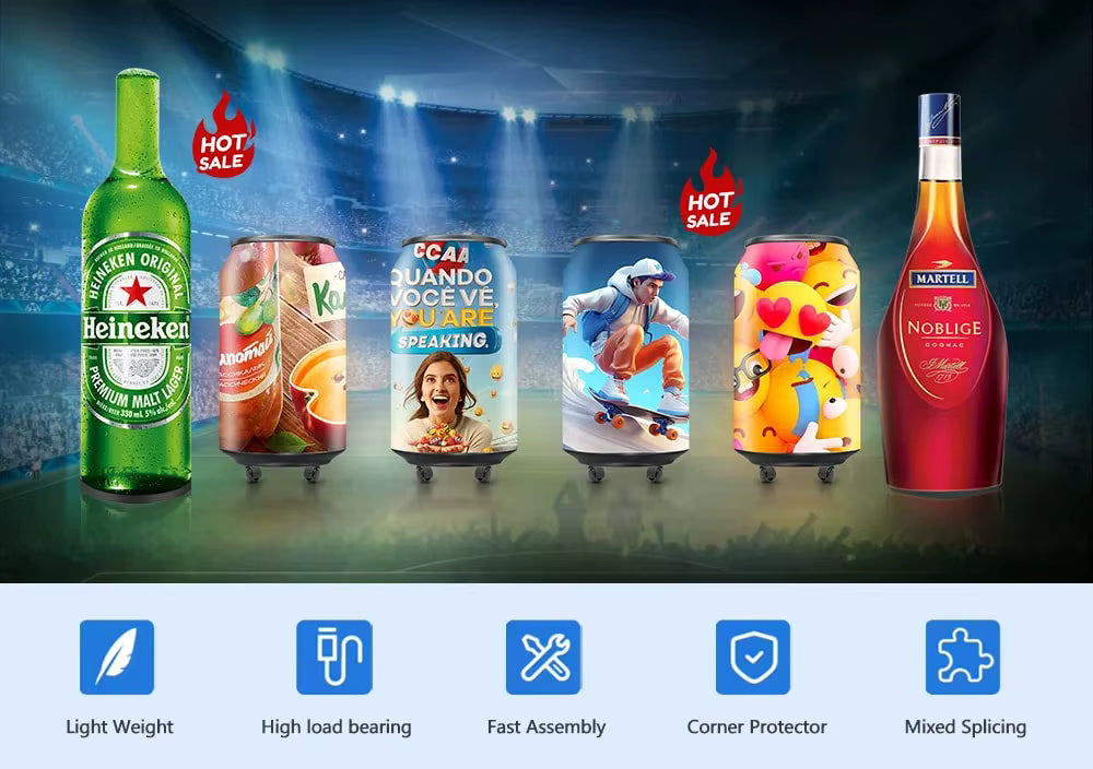 Creative Can Shaped Refrigerator Beverage Cooler with WiFi APP Control P1.86 P2 P2.5 Advertising Promotion LED Display Screen