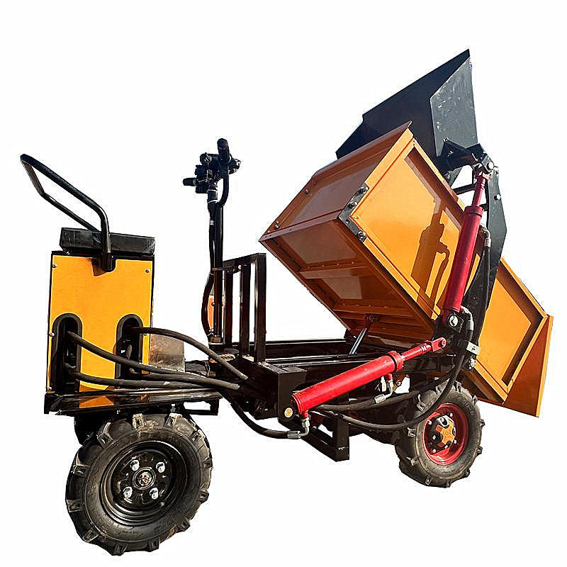 Heavy Duty Electric Self-Loading Dump Cart | 3-Wheel Construction Utility Dumper