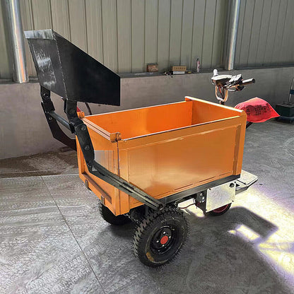 Heavy Duty Electric Self-Loading Dump Cart | 3-Wheel Construction Utility Dumper