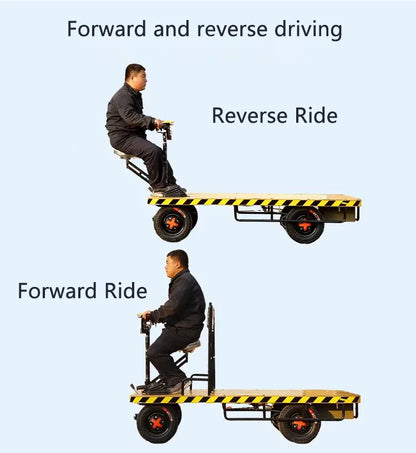Reverse-Ride Electric Three- or Four-Wheel Flatbed Cart Warehouse/Factory Yard Heavy-Duty Hand Truck with Lifting Function