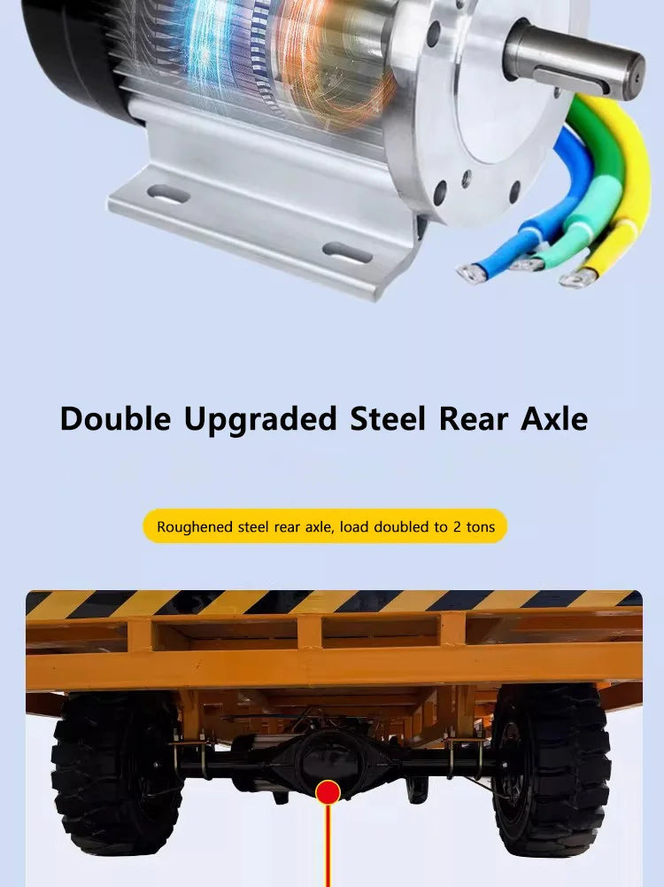 Reverse-Ride Electric Three- or Four-Wheel Flatbed Cart Warehouse/Factory Yard Heavy-Duty Hand Truck with Lifting Function