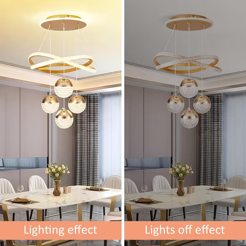 Modern LED Chandeliers 3-Color Dimmable Pendant Light