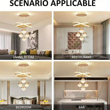 Modern LED Chandeliers 3-Color Dimmable Pendant Light