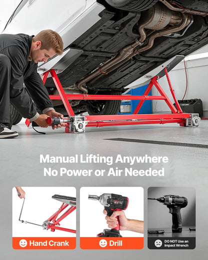 VEVOR Portable Car Lift 4400 lbs Manual Car Lift System Jack 23" Home Garage