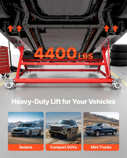 VEVOR Portable Car Lift 4400 lbs Manual Car Lift System Jack 23" Home Garage